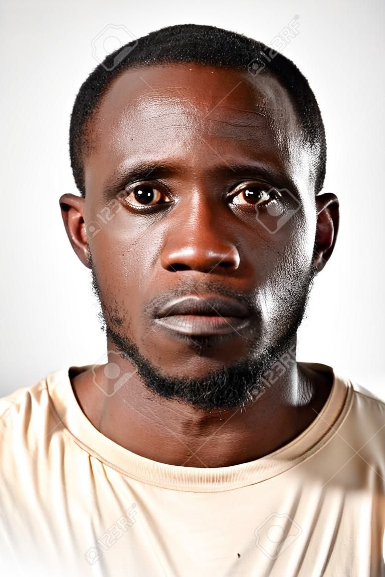 Portrait of real black african man with no expression ID or passport photo full collection of diverse face and expressions