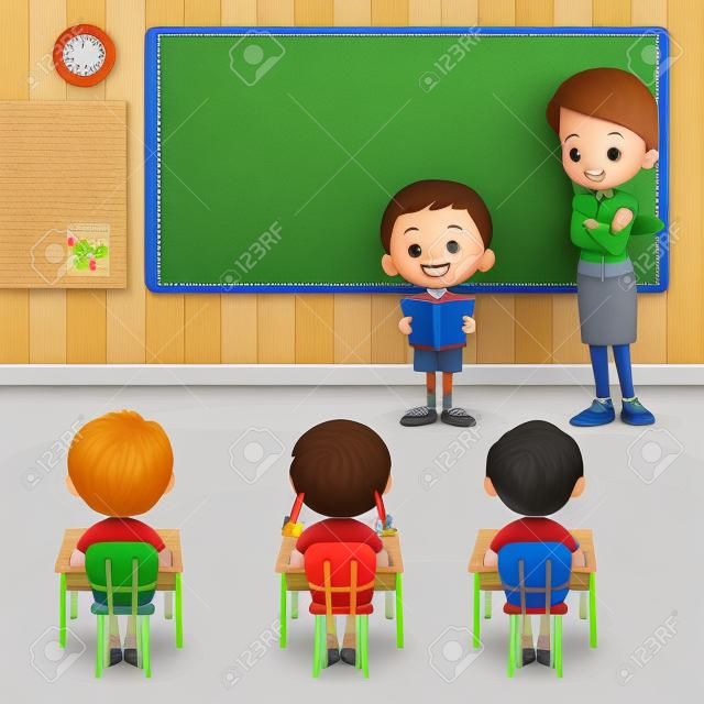 estudiante leyendo con profesor clipart