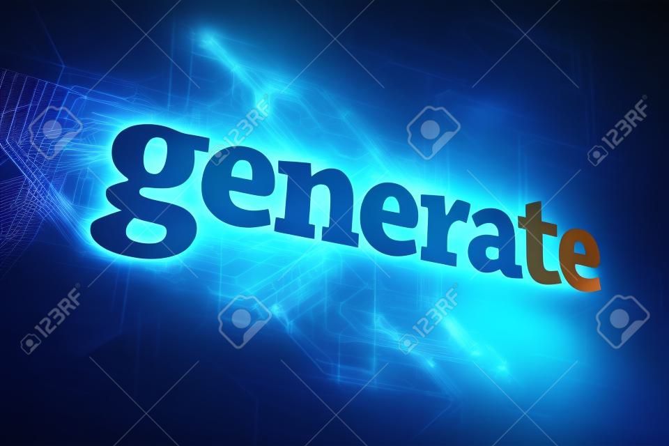 The word generate against futuristic black and blue background