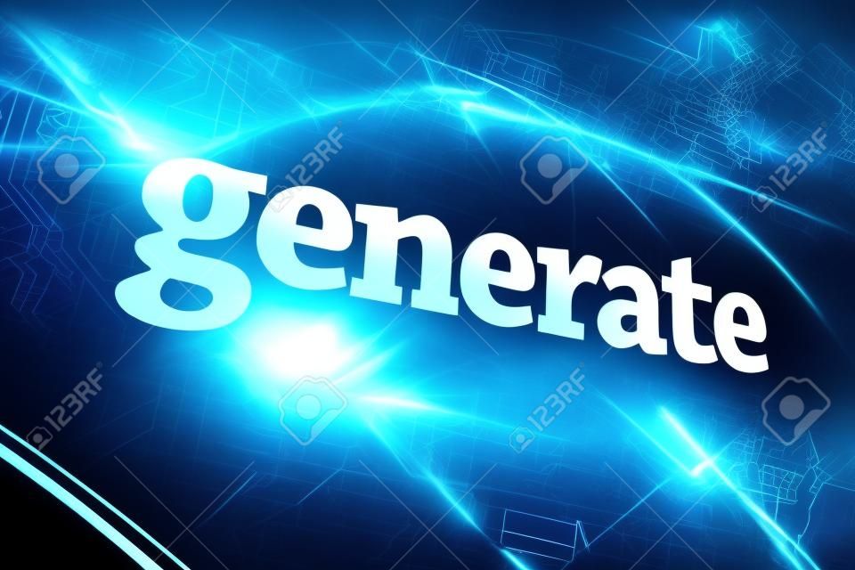The word generate against futuristic black and blue background