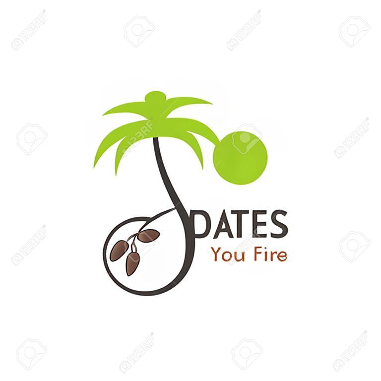 illustration vector graphic of date palm with its three fruits, perfect for food, farm, garden, harvest, product, etc.