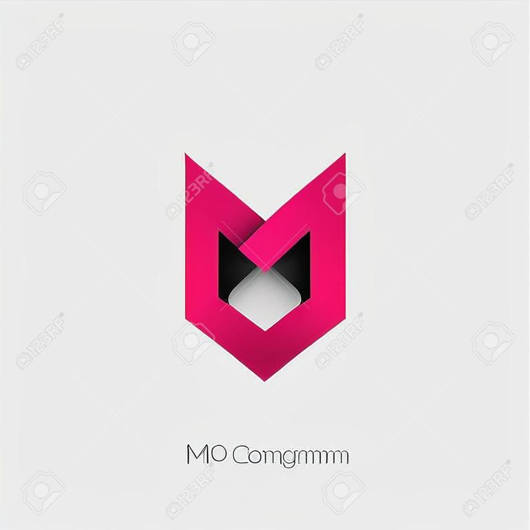 MとOの文字。ループ付きMモノグラム。リボンのロゴ。ウェブ、デジタル、スポーツ、ネットワーク、コミュニケーションのアイコン。テクノロジーのロゴ。
