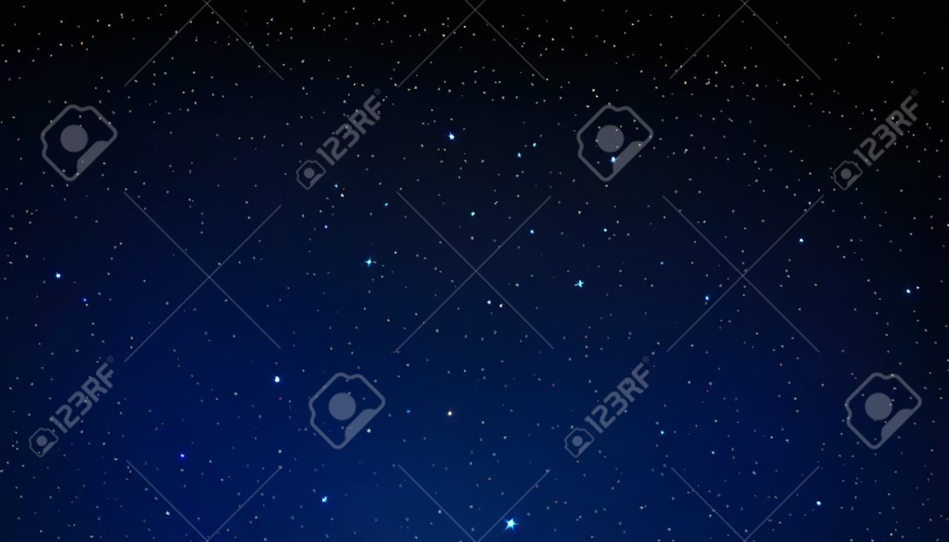 밤 별이 빛나는 하늘, 별과 어두운 푸른 공간 배경 벡터 일러스트 레이 션.