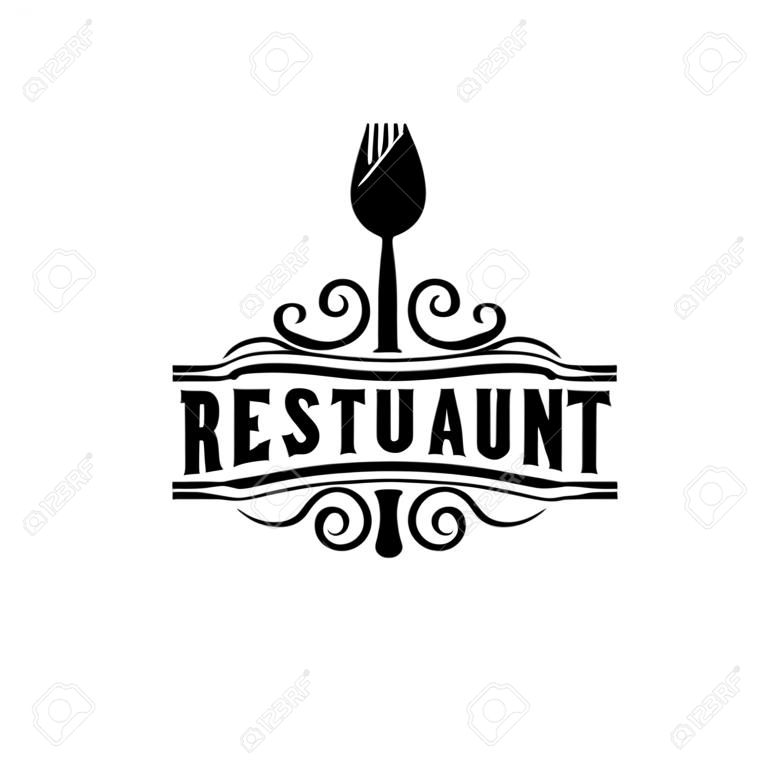 Luxury Spoon, Fork with Knife for Restaurant Bar Bistro Vintage Retro Logo design
