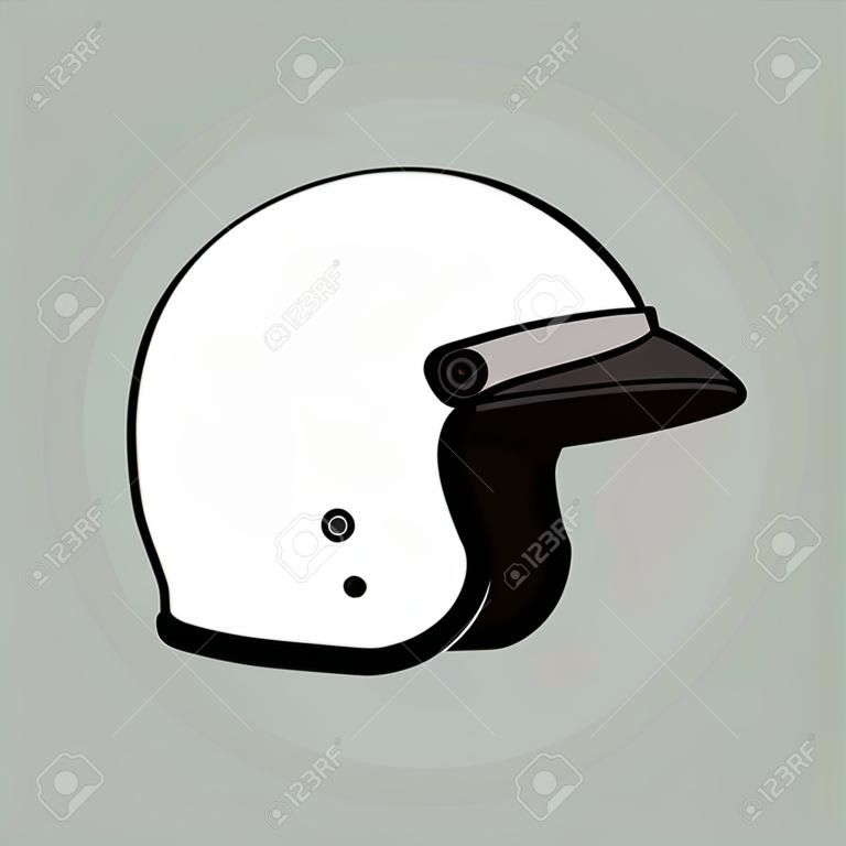 オートバイのヘルメット, ベクトルイラスト, フラットスタイル , プロファイルビュー