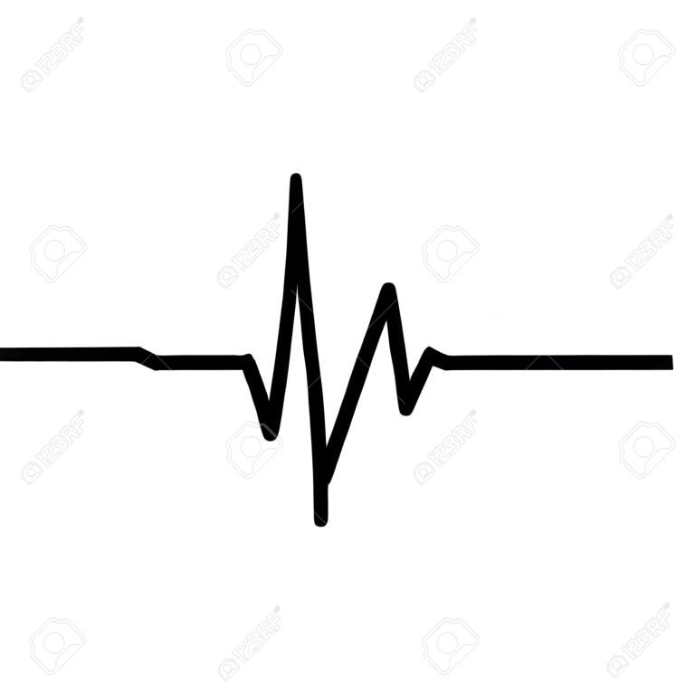 心臓のリズム、心電図の行ベクトル シンボル アイコン デザイン。白い背景に分離された美しいイラスト