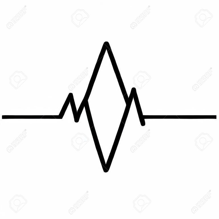 心律，心电图线矢量符号图标设计。孤立在白色背景上的美丽插图