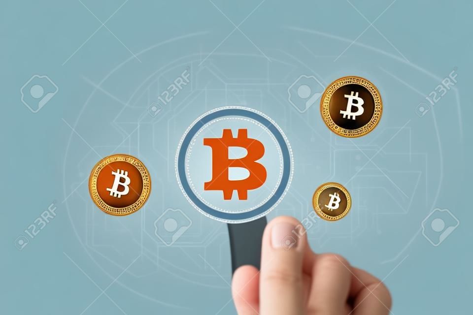 Bitcoin Trader Concept. Transakcji Bitcoin kryptowaluta Koncepcyjne Finance ilustracji.