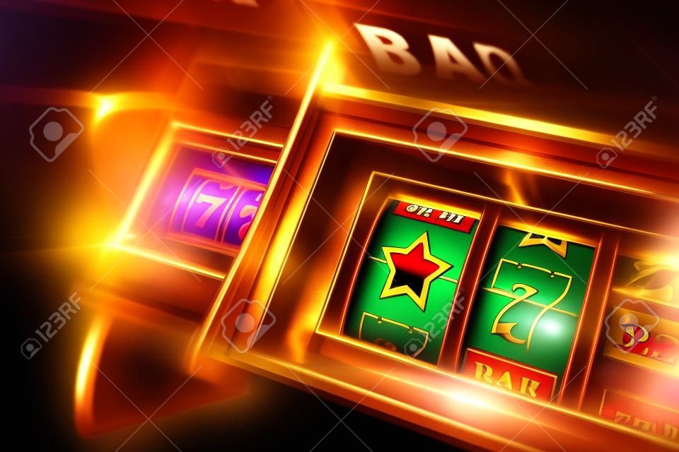 Casino Slot Machine Conceptual 3D Rendered Illustration. Lucky One Handed Bandit Spin.