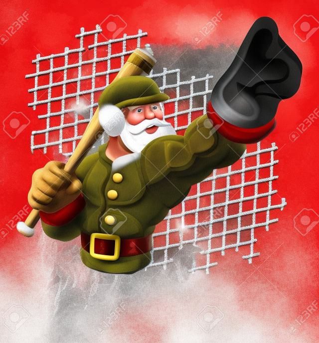 Santa Claus Playing Baseball and Calling His Shot