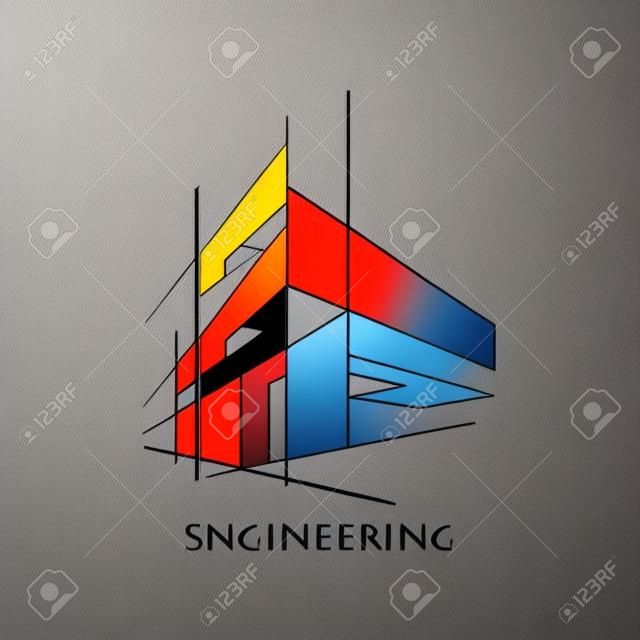 design, logotipo de construção