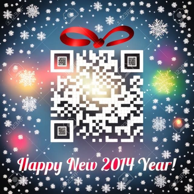 Christmas and New Year background with QR code