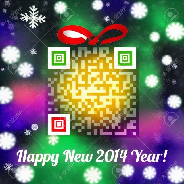 Christmas and New Year background with QR code