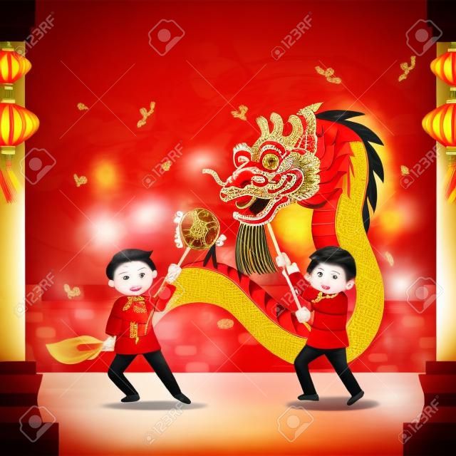 Китайский Новый год фестиваль / танец дракона