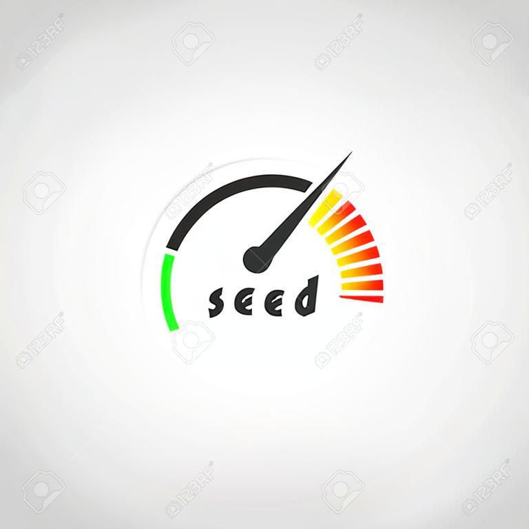 Icona tachimetro. Logo azienda. Indicatore di velocità di Internet. Illustrazione vettoriale