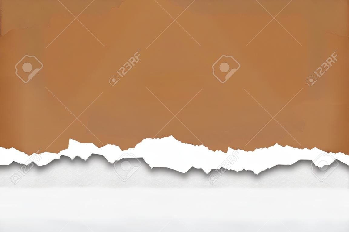 Brown torn paper edge template. Ripped horizontal strips with shadows. Border texture design. Vector illustration