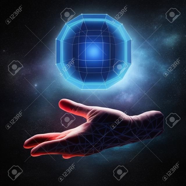 The hand holding a sphere