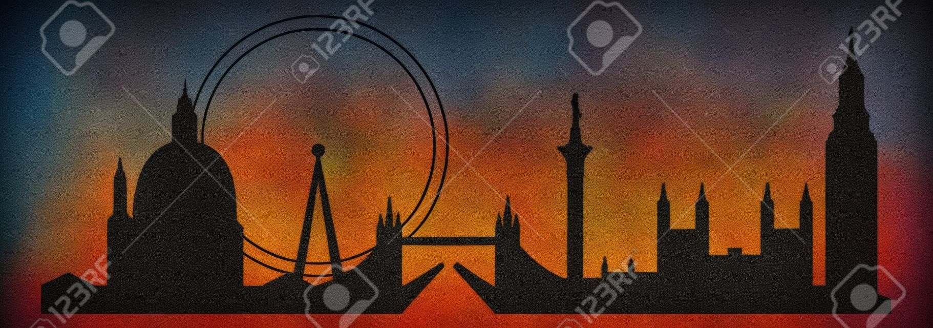 silhueta do horizonte de famosos marcos da cidade de Londres