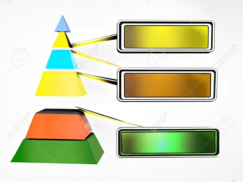 3D pyramid divided in 4 pieces and colors