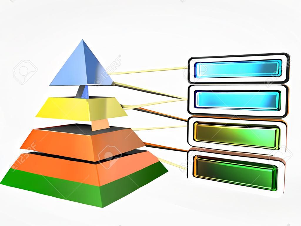 Pirámide 3D dividido en 4 piezas y colores