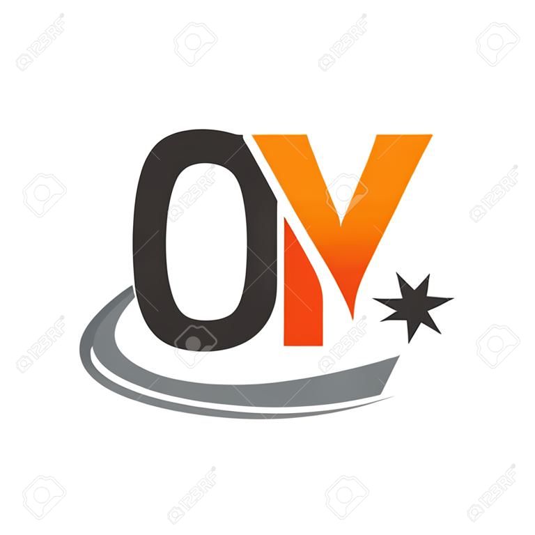 letra inicial OY logotipo nome da empresa colorido laranja e cinza swoosh estrela design. logotipo do vetor para identidade de negócios e empresa.