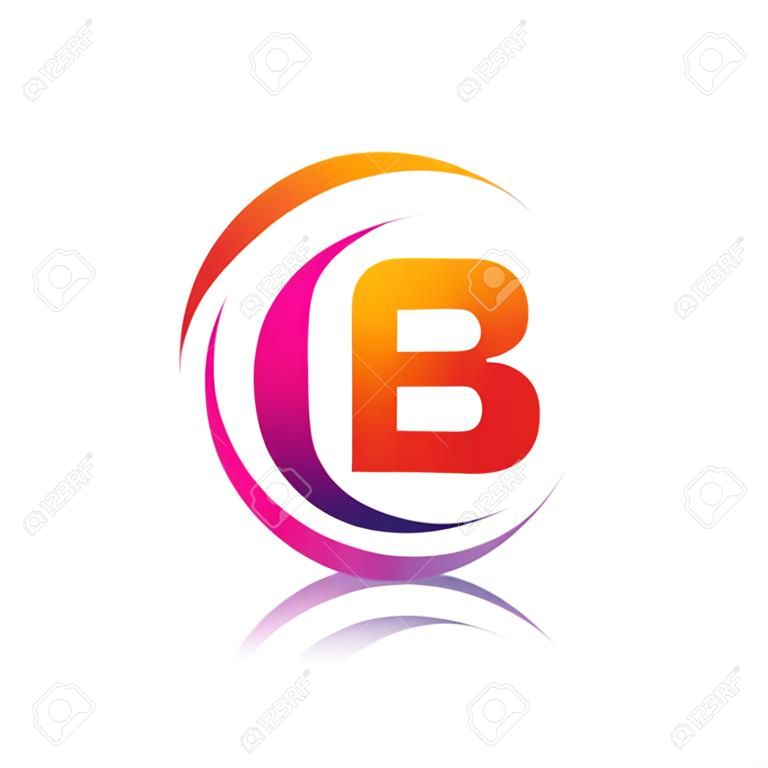 initial letter CB logotype company name orange and magenta color on circle and swoosh design. vector logo for business and company identity.