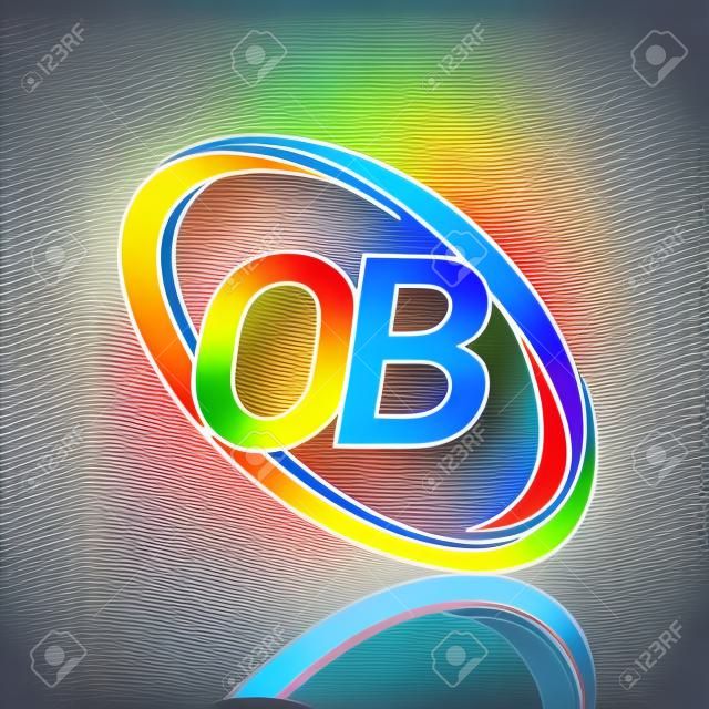 letter OB logotype design for company name colorful swoosh. vector logo for business and company identity.
