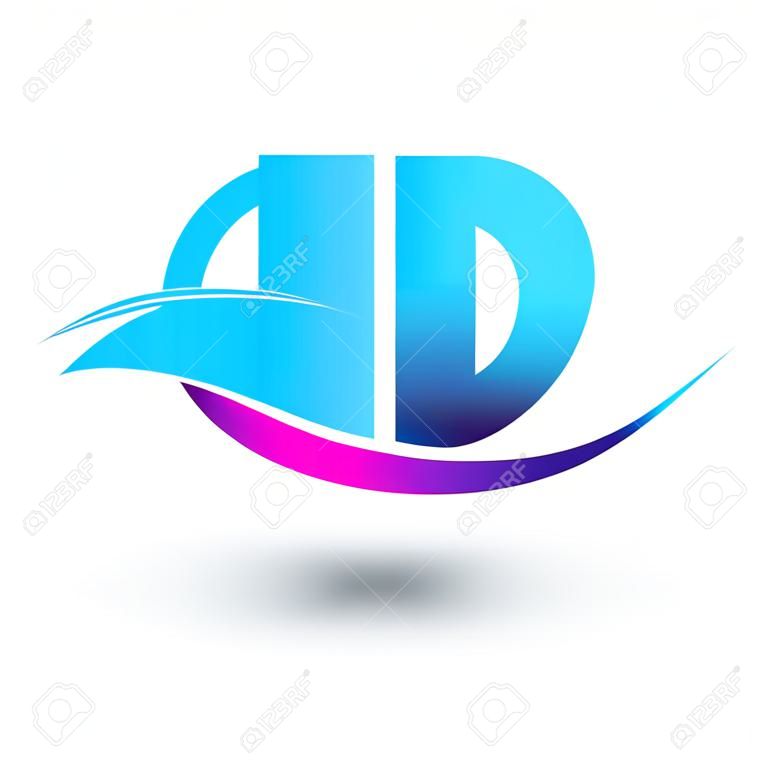 letra inicial ND logotipo nome da empresa colorido azul e magenta swoosh design. logotipo do vetor para negócios e identidade da empresa.