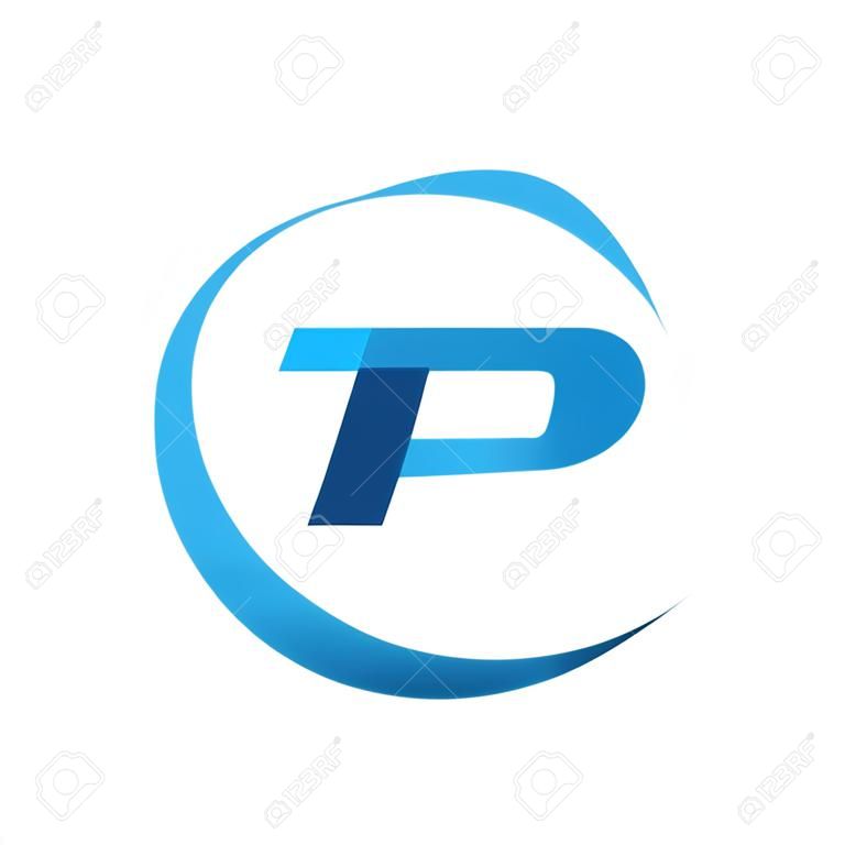 initial letter TP logotype company name colored blue swoosh design concept. vector logo for business and company identity.
