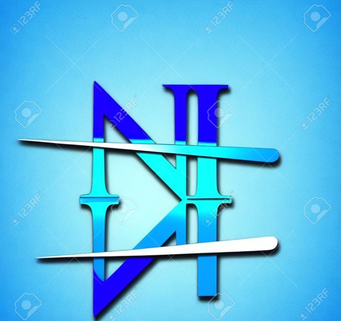 initial logotype letter NI company name colored blue and silver swoosh design. vector logo for business and company