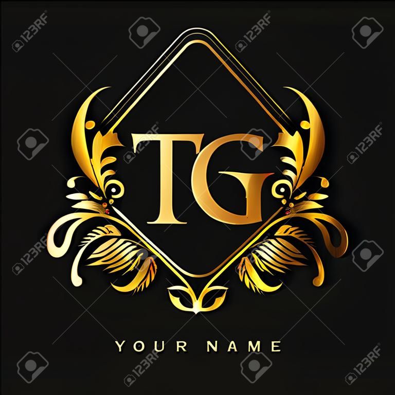 Initial logo letter TG with golden color with ornaments and classic pattern, vector logo for business and company identity.