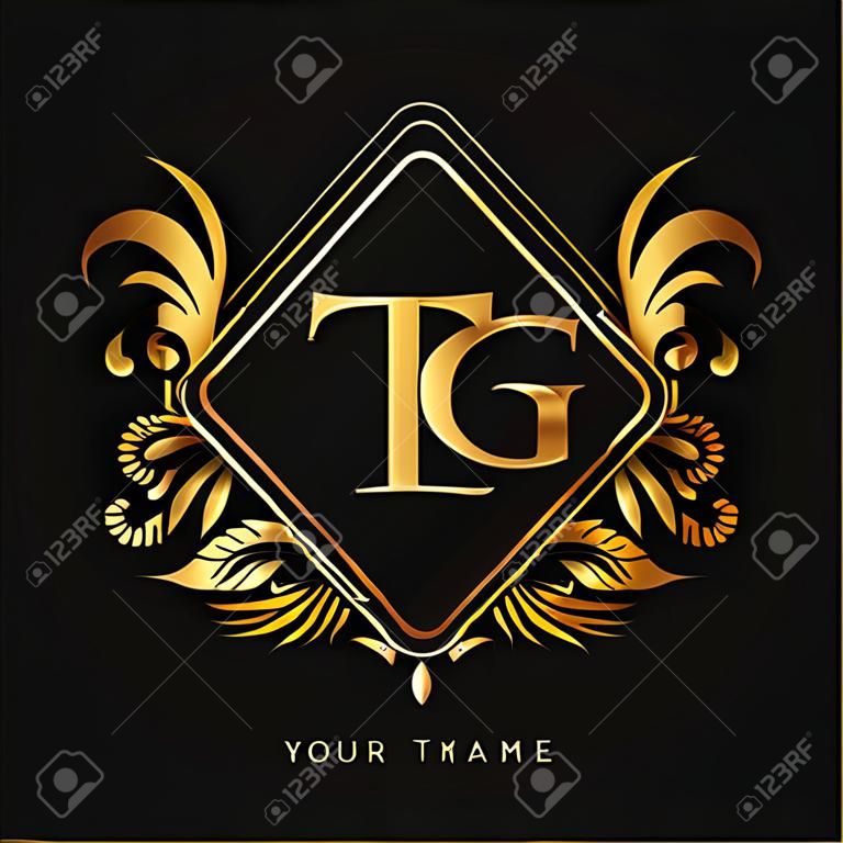 Initial logo letter TG with golden color with ornaments and classic pattern, vector logo for business and company identity.