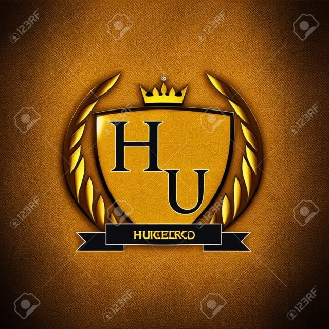 Hp logo monogram shield crown luxury design Vector Image