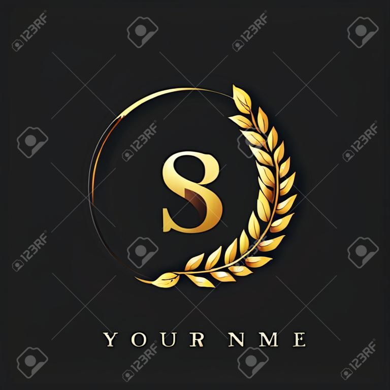 Letra inicial del logotipo SB con color dorado con laurel y corona, logotipo vectorial para la identidad empresarial y de la empresa.