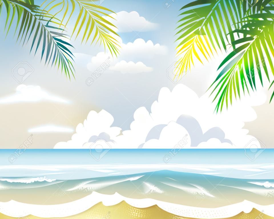 tropical beach with palm tree