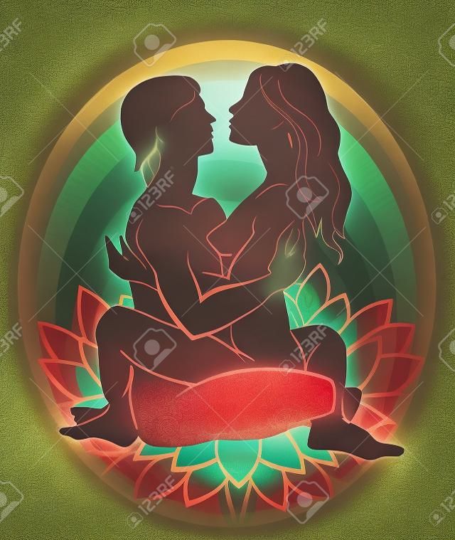 Couple practicing tantra yoga