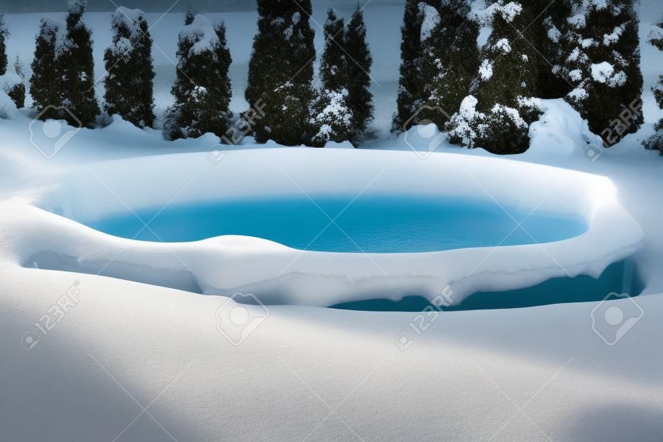 Startseite Pool mit Schnee bedeckt