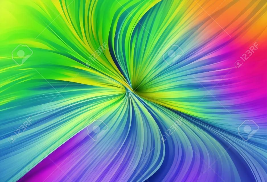 Colorful Marbleized Swirl Abstact Leaf of Flower. Multi Color Gradient Blur Bright Background. Fractal Twirl Curved Lines Modern Art. Trendy Texture Wallpaper for Gadgets. Wavy Pattern Fantasy Effect