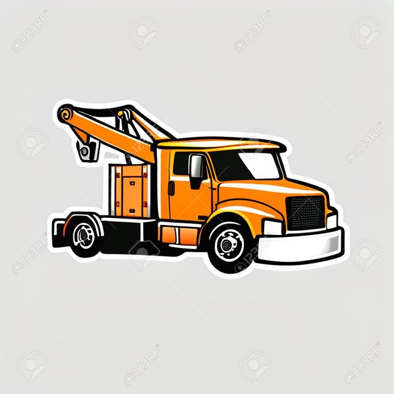 Laweta holująca ciężarówkę lub logo ciężarówki serwisowej izolowany wektor