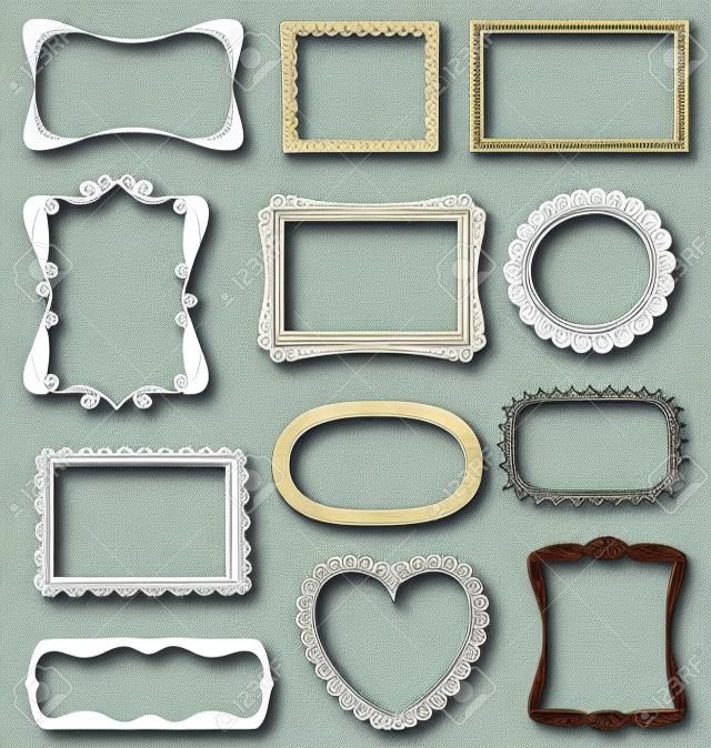 Hand drawn frames set with different ornaments