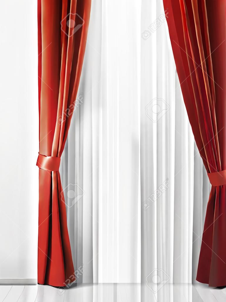 Rojo y blanco cortina de fondo