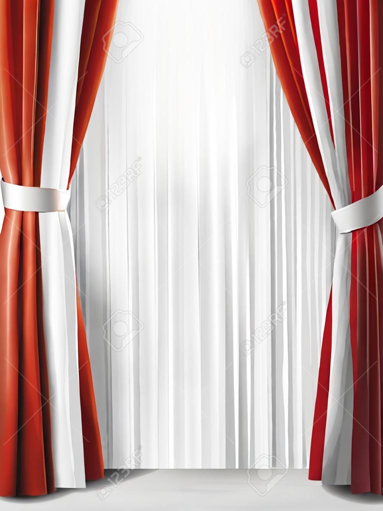 Rojo y blanco cortina de fondo