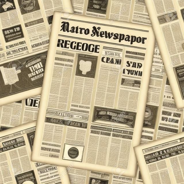 Old retro newspaper spread pages background poster. Vintage newspaper pages seamless pattern, newsprint vector background illustration. Retro newspaper page backdrop
