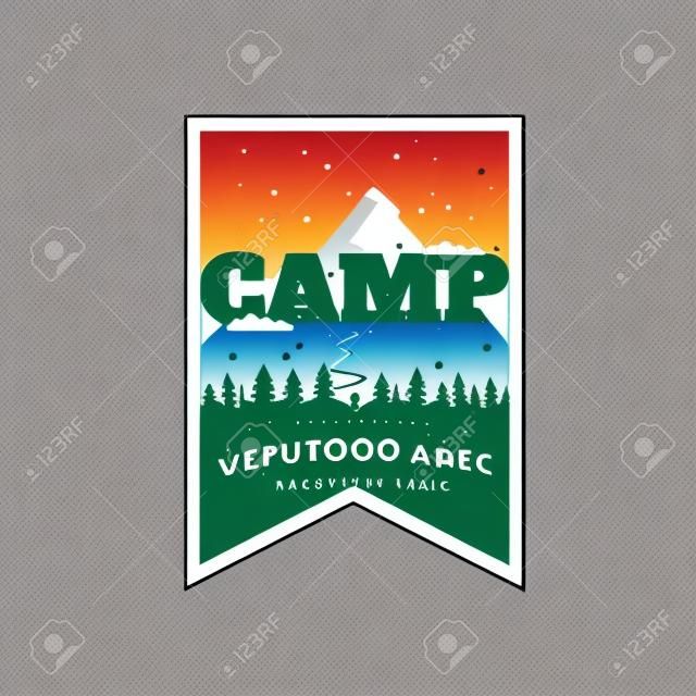 Vector mountain Doodle illustration.Tourism, hiking and camping labels. Mountains and travel icon for tourism organizations, outdoor events and camping leisure. You can add your logo. Can be used for t-shirt print, Stickers and postcards.