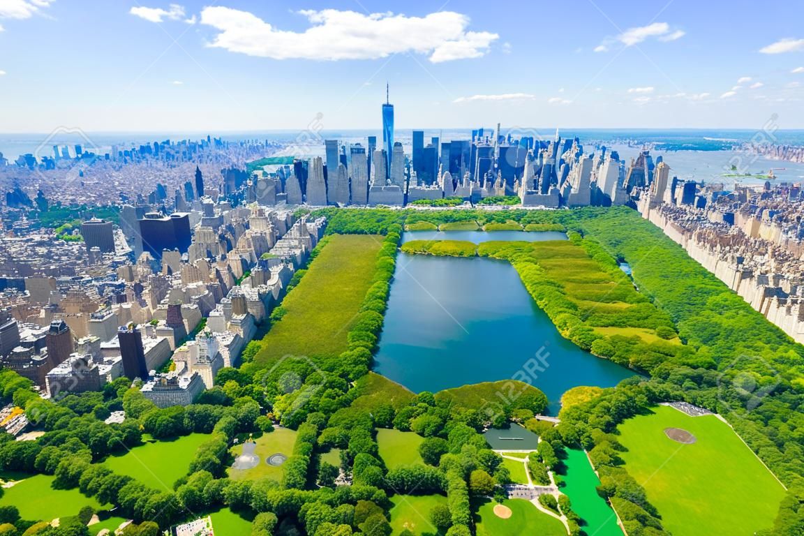 An aerial shot of the Central Park in Manhattan, New York City in the USA