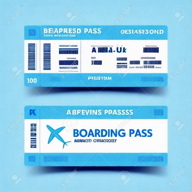 登機牌票藍色設計。插圖。