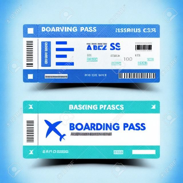 搭乗券チケット ブルーのデザイン。イラスト。