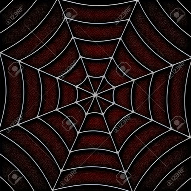 Uomo Ragno. sfondo di uomo ragno. sfondo rosso con ragnatela nera di Spiderman. modello di ragnatela per rete, trappola e orrore. trama dell'eroe. vettore.