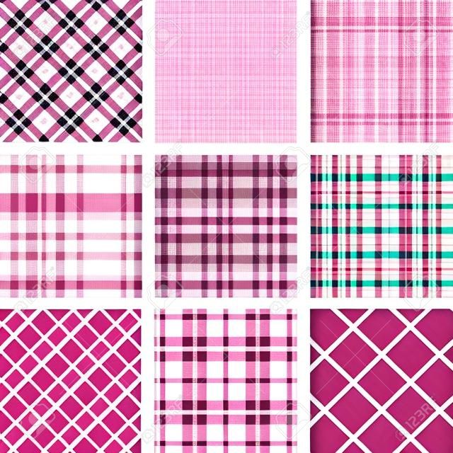 ピンクの格子縞のパターン セット