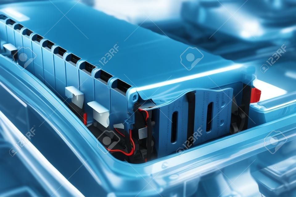 Bateria de lítio do carro elétrico e conexões de energia